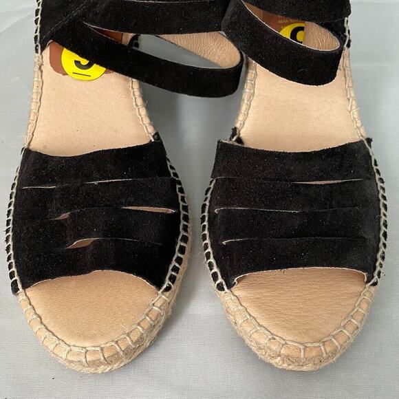 Kanna Made in Spain Espadrilles Size 9 Black Wedge Heels Jute Sandal Ankle Strap - Picture 6 of 11